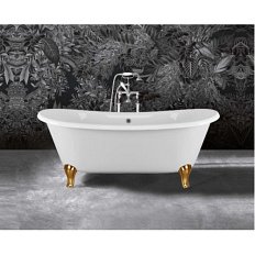 Ванна чугунная Devon & Devon Admiral 182х81 см без отверстий под смеситель, ножки латунь полированная