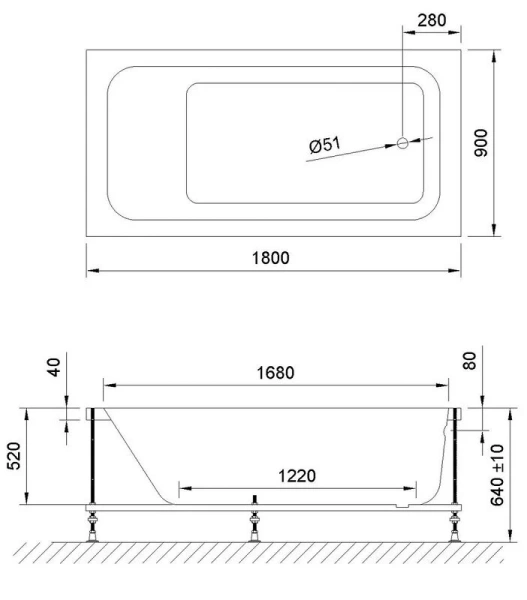Акриловая ванна Royal Bath Accord RB627100 180 х 90 см (детальная фотография), акриловые