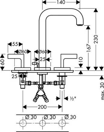 Смеситель для раковины Axor Citterio 39135000 (детальная фотография), для раковины