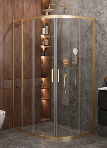 Душевой уголок Cezares Molveno 120х90 см стекло прозрачное профиль золото - фото 3