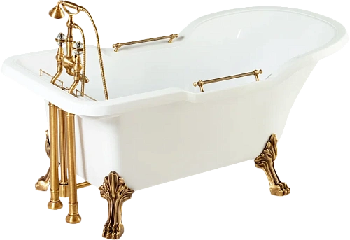 Ванна из искусственного камня Migliore Impero 180х87 см фурнитура бронза - фото 1