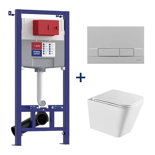 Унитаз с инсталляцией Lemark Florex клавиша хром матовый - фото 3