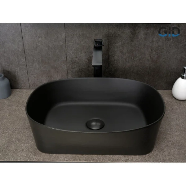 Раковина GID Creativo N9028bg 53 см черный графит 53380 (детальная фотография), керамические