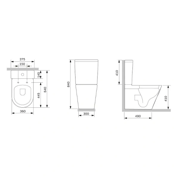 Унитаз компакт Am.Pm Func безободковый C8F8600SC (детальная фотография), напольные