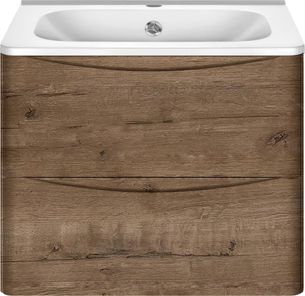 Тумба с раковиной подвесная Vincea Paola VMC-2P600 59,4 см с двумя выдвижными ящиками (детальная фотография), окрашенные, под дерево