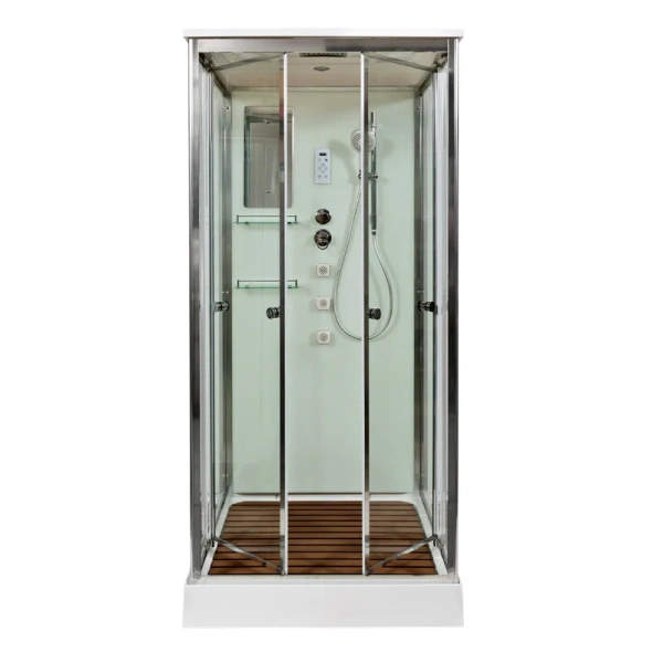 Душевая кабина Deto V 90х90 см средний поддон V9015 (детальная фотография), стеклянные, прозрачные