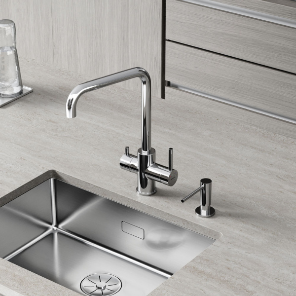 Смеситель для питьевой воды Sancos Vela хром SC4013CH (детальная фотография), высокие, из латуни, недорогие, округлая форма, для питьевой воды с фильтром