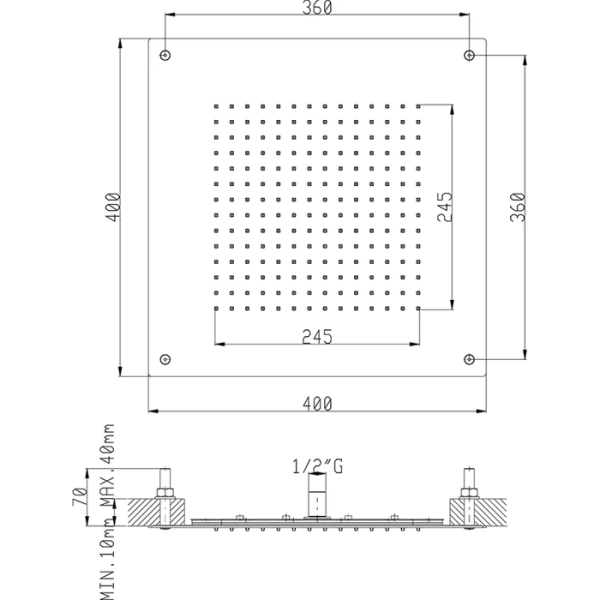 Верхний душ Cisal Zen Shower нержавеющая сталь ZS025630D2 (детальная фотография), верхние души