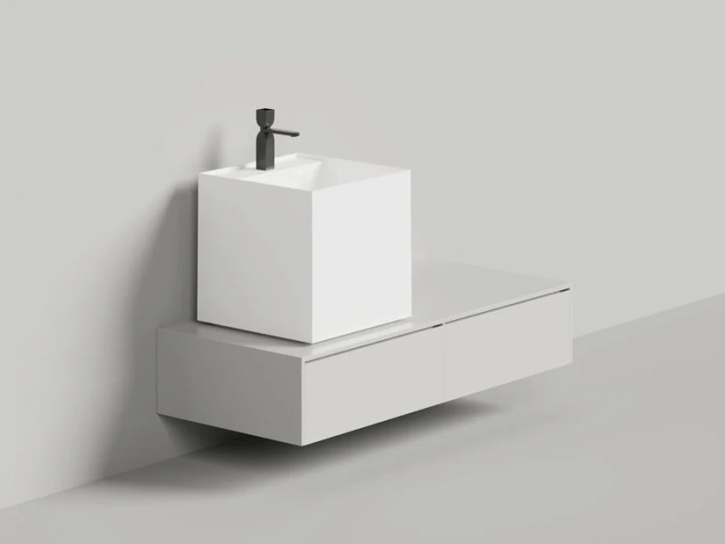 Раковина Salini Armonia Square Top 03 белая матовая 130523TM (детальная фотография), накладные (на столешницу)