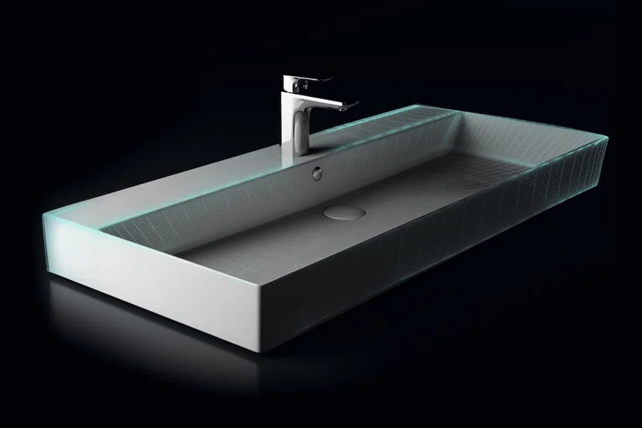 Раковина Stence 100 см OWLB19-17100 (детальная фотография), белые