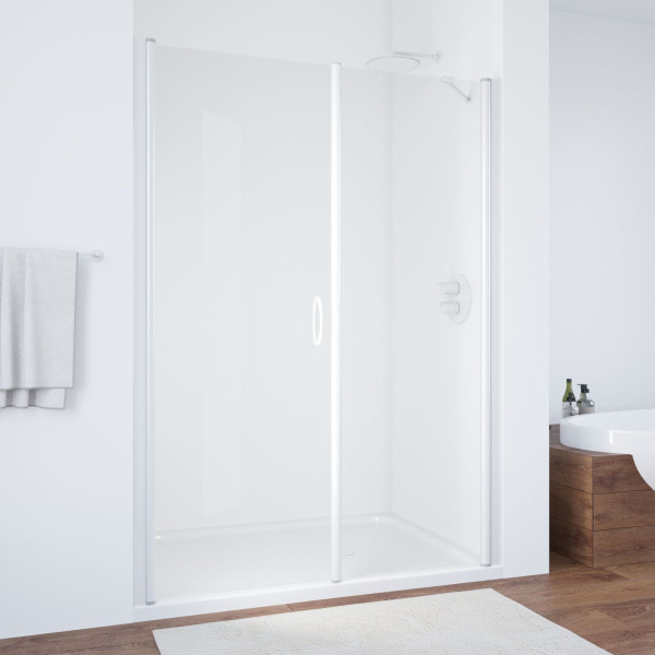 Душевая дверь профиль черный глянцевый стекло прозрачное Vegas-glass EP-F-2 175 02Г 01 L (детальная фотография)