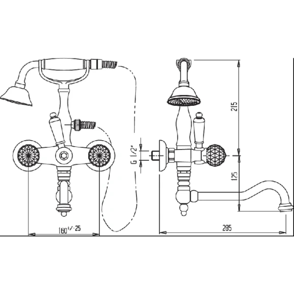Смеситель для ванны Cezares Margot бронза ручка белая MARGOT-VDFM2-02-Bi (детальная фотография), классические, ретро