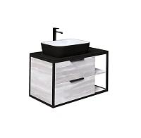 Тумба под раковину подвесная Grossman Лофт 90 см шанико/черная