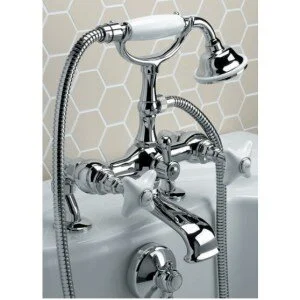 Смеситель для ванны с лейкой и шлангом Devon&Devon White Rose UTWR733P (детальная фотография)