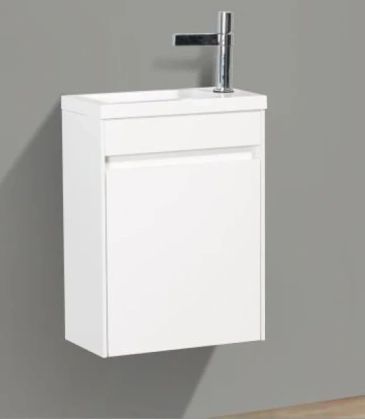 Тумба под раковину подвесная Belbagno Pietra Mini 40 см левосторонняя, белая глянцевая PIETRA MINI-400-1A-SO-BL-L (детальная фотография)