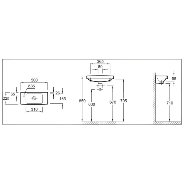 Раковина Jacob Delafon Odeon Up 50 см левая E4701L-00 (детальная фотография), современные, hi-tech