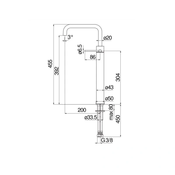 Смеситель для раковины Nobili Velis черный VE125128/3FLP (детальная фотография), для раковины