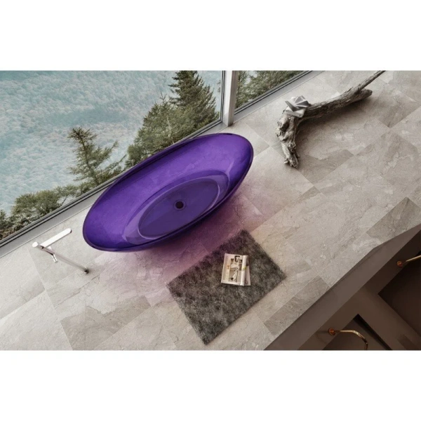Ванна из полиэфирной смолы Abber Kristall 180x85 см фиолетовая AT9702Amethyst (детальная фотография), без гидромассажа, большие