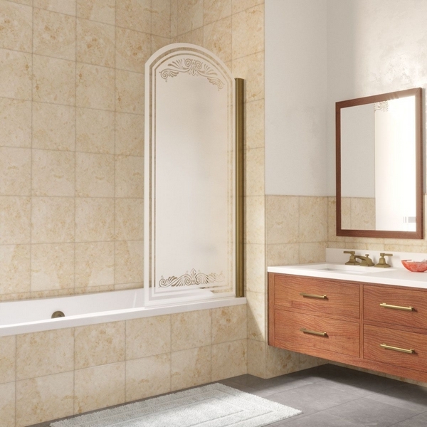 Душевая шторка на ванную стекло стекло сатин рисунок прозрачный Vegas-glass EV arc 0075 B1 R (детальная фотография), современные, hi-tech