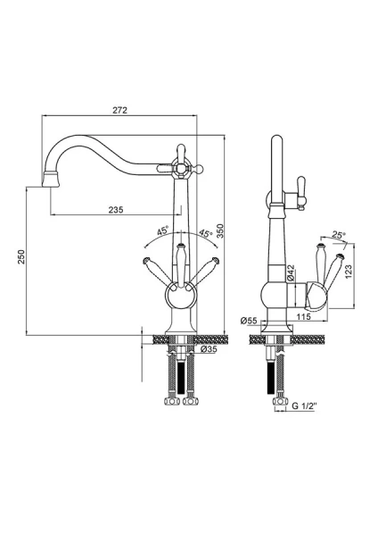 Смеситель для кухни Paulmark Retro Re213226 латунь (детальная фотография), для кухни