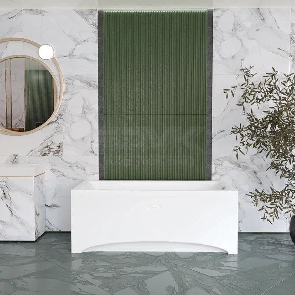 Акриловая ванна Радомир Веста 2-89-2-0-1-265Р, 150 х 70 см, фронтальный экран, каркас разборный, сифон, слив-перелив автомат в комплекте, белая (детальная фотография), современныe, hi-tech