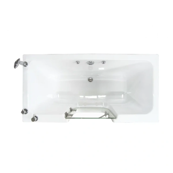 Акриловая ванна со стеклянной дверцей Радомир Грасс 3 1-01-0-0-9-340, 150 x 75 см, каркас, слив- перелив, фронтальный экран в комплекте, белая (детальная фотография), 150х75