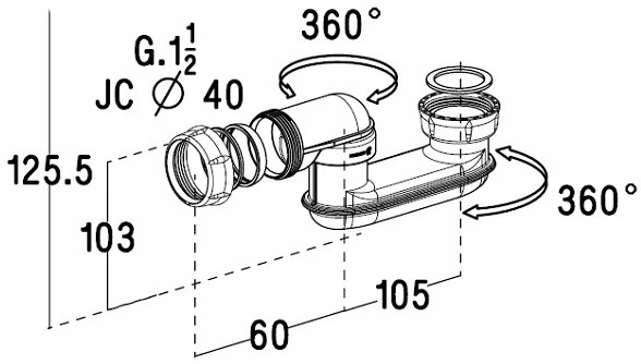 Слив-перелив для ванны Jacob Delafon хром/белый E75307-NF (детальная фотография), недорогие