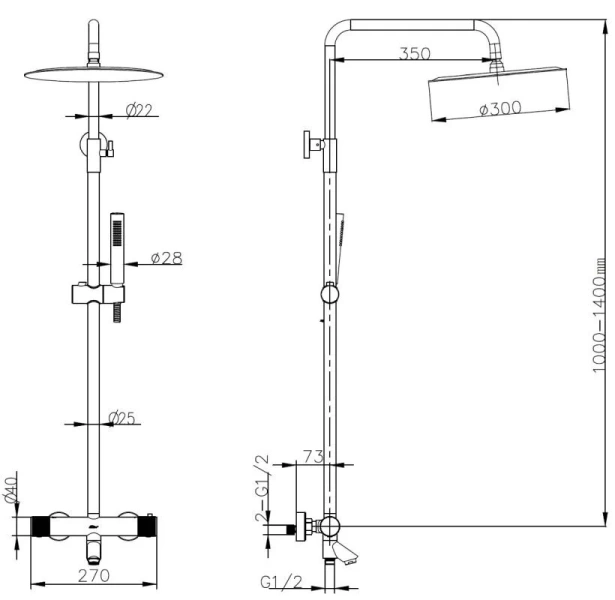 Душевая стойка Boheme Uno черная 468-T-B (детальная фотография), современные, hi-tech