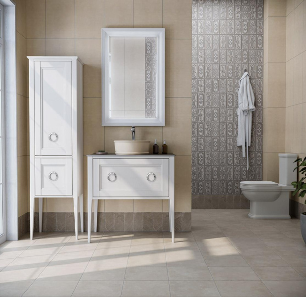 Тумба под раковину напольная Kerama Marazzi Plaza Classic 100 см белая матовая PL.CN.100.1+1\WHT.M (детальная фотография), в наличии