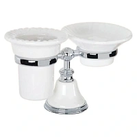 Мыльница со стаканом, цвет белый/хром, Tiffany World Harmony