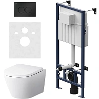 Унитаз с инсталляцией Am.Pm Sense кнопка черная матовая