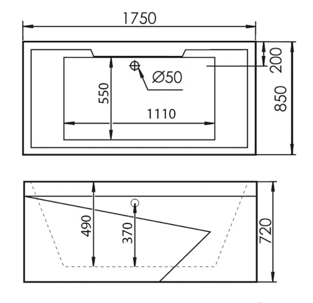 Акриловая ванна левосторонняя пристенная Gemy G9065 K L (детальная фотография), акриловые