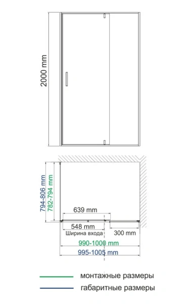 Душевой уголок WasserKRAFT Elbe 100х80 см профиль черный 74P17 (детальная фотография), прямоугольные