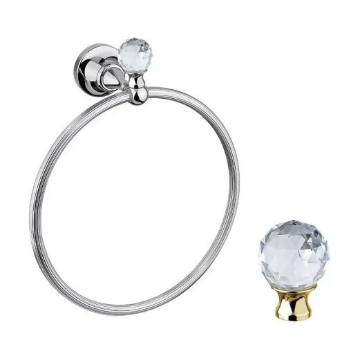 Полотенцедержатель Cezares Olimp золото 24 карат, с кристаллом Swarovski OLIMP-RN-03/24-Sw (детальная фотография), в наличии