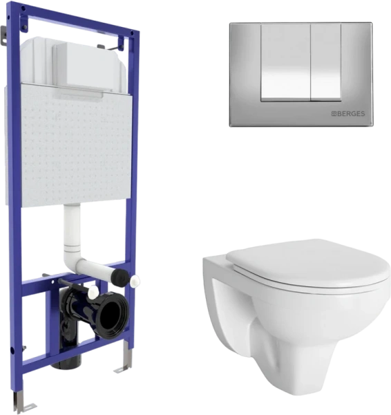 Унитаз с инсталляцией BERGES Gamma клавиша хром 042427 (детальная фотография)