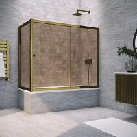 Душевая шторка на ванную профиль бронза стекло бронза Vegas-glass