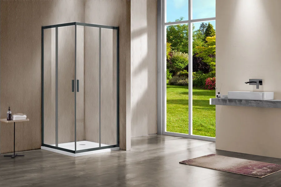 Душевой уголок Vincea Garda 120х90 см профиль вороненая сталь, стекло прозрачное VSS-1G9012CLGM (детальная фотография), 120х90