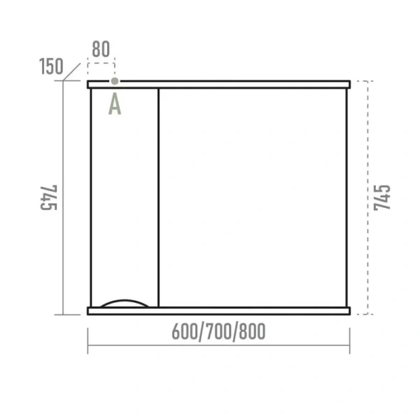 Зеркальный шкаф Misty Атлантик 80 см левый П-Атл-4080-010Л (детальная фотография), по запросу