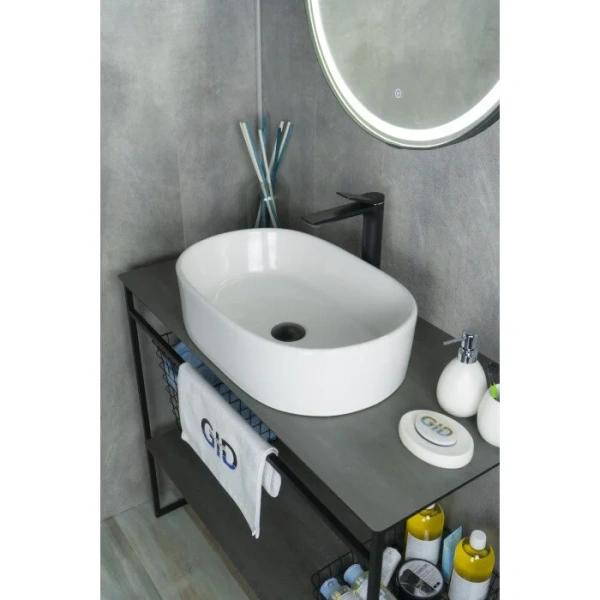 Раковина GID Lago N9025 56 см овальная 51111 (детальная фотография), накладные (на столешницу)