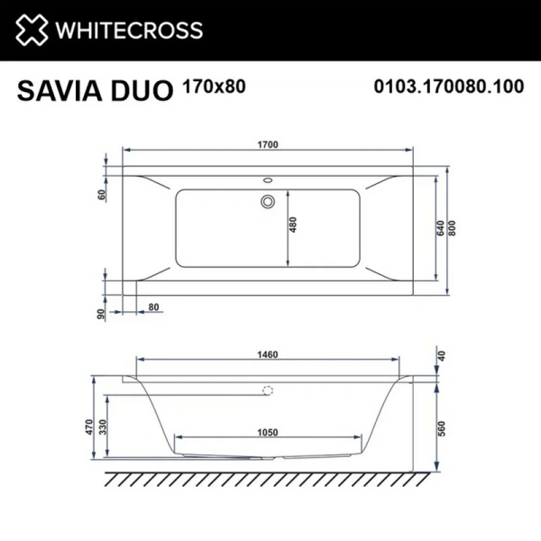Ванна гидромассажная Whitecross Savia Duo Soft, 170 х 80 см, увеличенная толщина акрила, усиленная армировка, белый/хром, 0103.170080.100.SOFT.CR (детальная фотография), акриловые