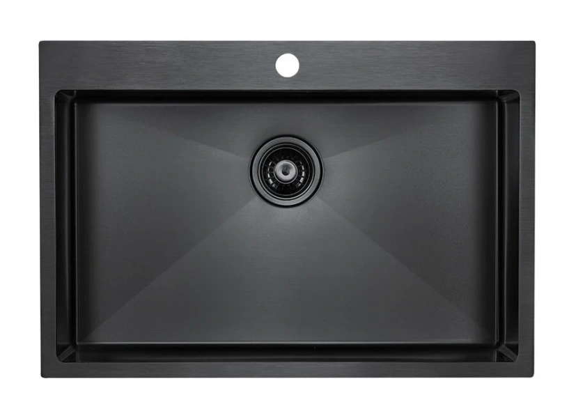 Мойка для кухни Paulmark Saar 75 см вороненая сталь PM807551-GM (детальная фотография)