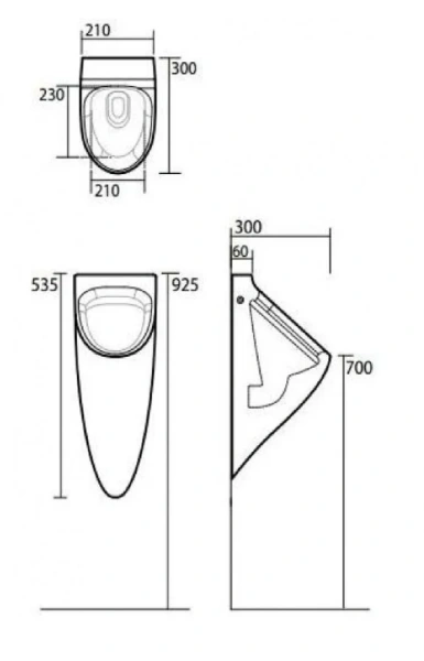 Писсуар подвесной Kerasan Aquatech с сифоном 373501 (детальная фотография), белые