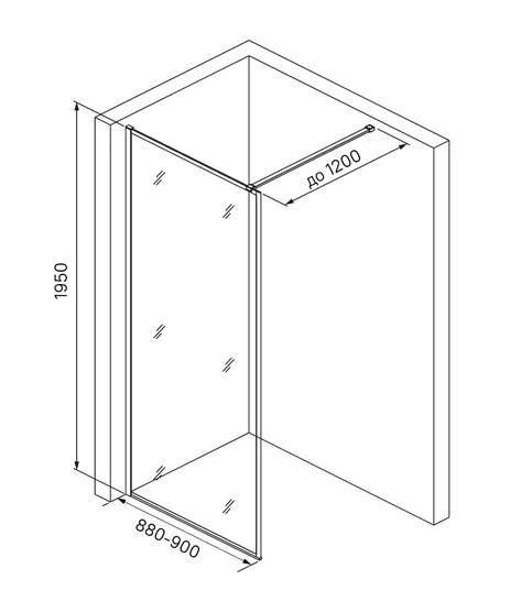 Душевая перегородка IDDIS Slide Walk In SLI8 90 см стекло прозрачное (детальная фотография), современные, hi-tech