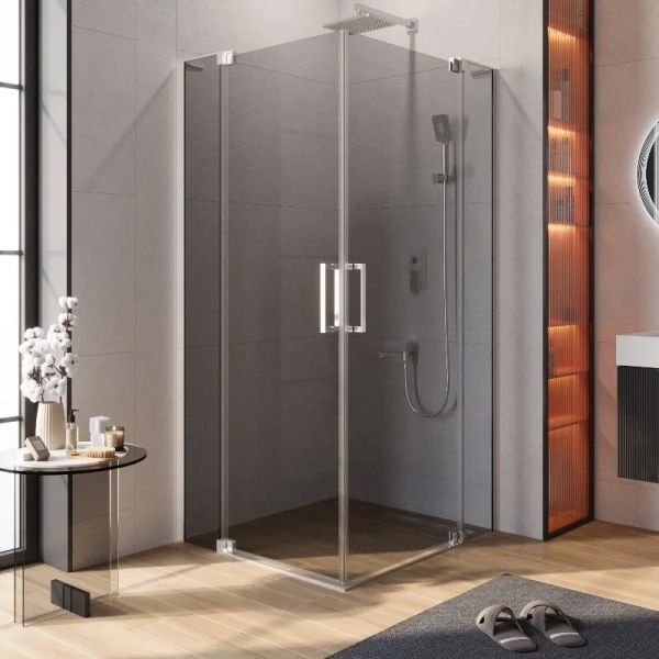 Душевой уголок Cezares Slider 100x100 см стекло серое профиль хром SLIDER-A-2-90/100-GRIGIO-Cr (детальная фотография)