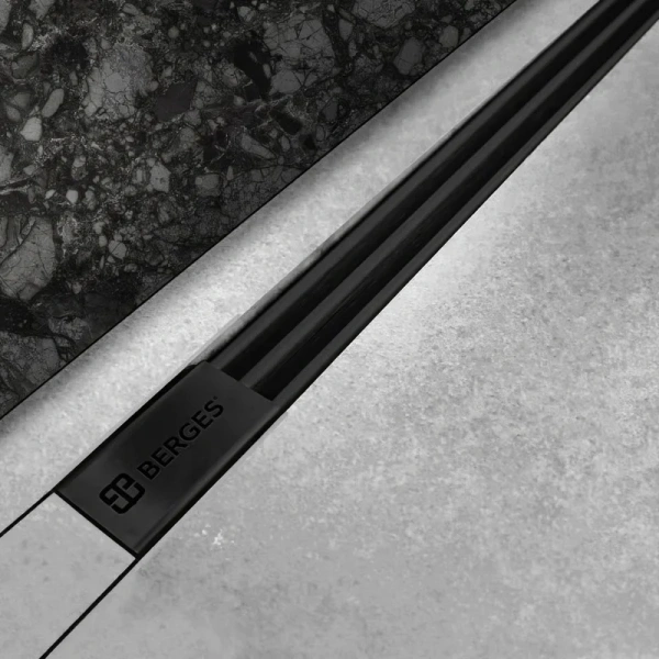 Душевой лоток BERGES Super Slim 60 см черный матовый 095052 (детальная фотография), для монтажа в пол