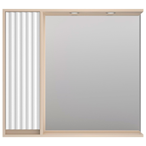 Зеркальный шкаф с подсветкой Brevita Balaton 90 см белый/бежевый, левый BAL-04090-03-01Л (детальная фотография), по запросу