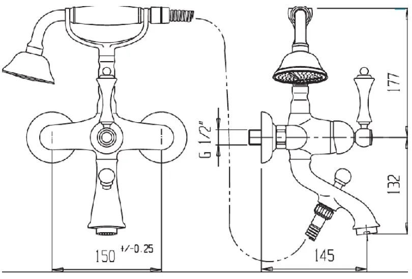 Смеситель для ванны Cezares Margot-VDPS напольный с кронштейном для слива-перелива (детальная фотография), для ванны