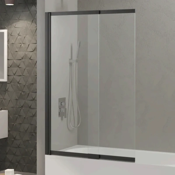 Шторка для ванны Berges River S Slider Black 98х145 см прозрачное стекло, профиль черный 065015 (детальная фотография)