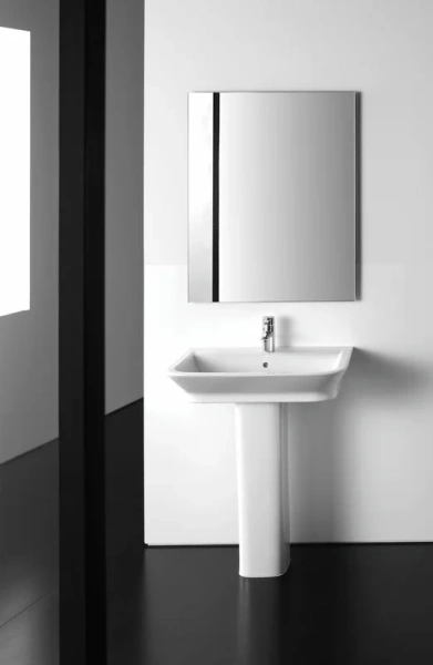 Раковина Roca The Gap 327476000 50 см 1 отверстие под смеситель (детальная фотография), в форме чаши, прямоугольной формы, тюльпан