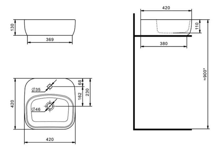 Раковина Santek Одри 42 см белая 1WH501709 (детальная фотография), современные, hi-tech